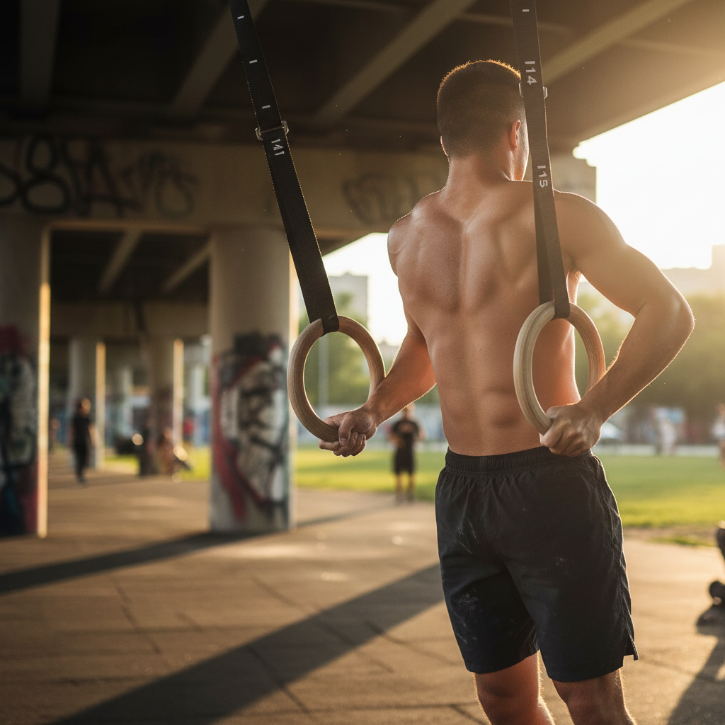 Premium Wooden Gym Rings with Heavy-Duty Straps for Versatile Workouts and Strength Training