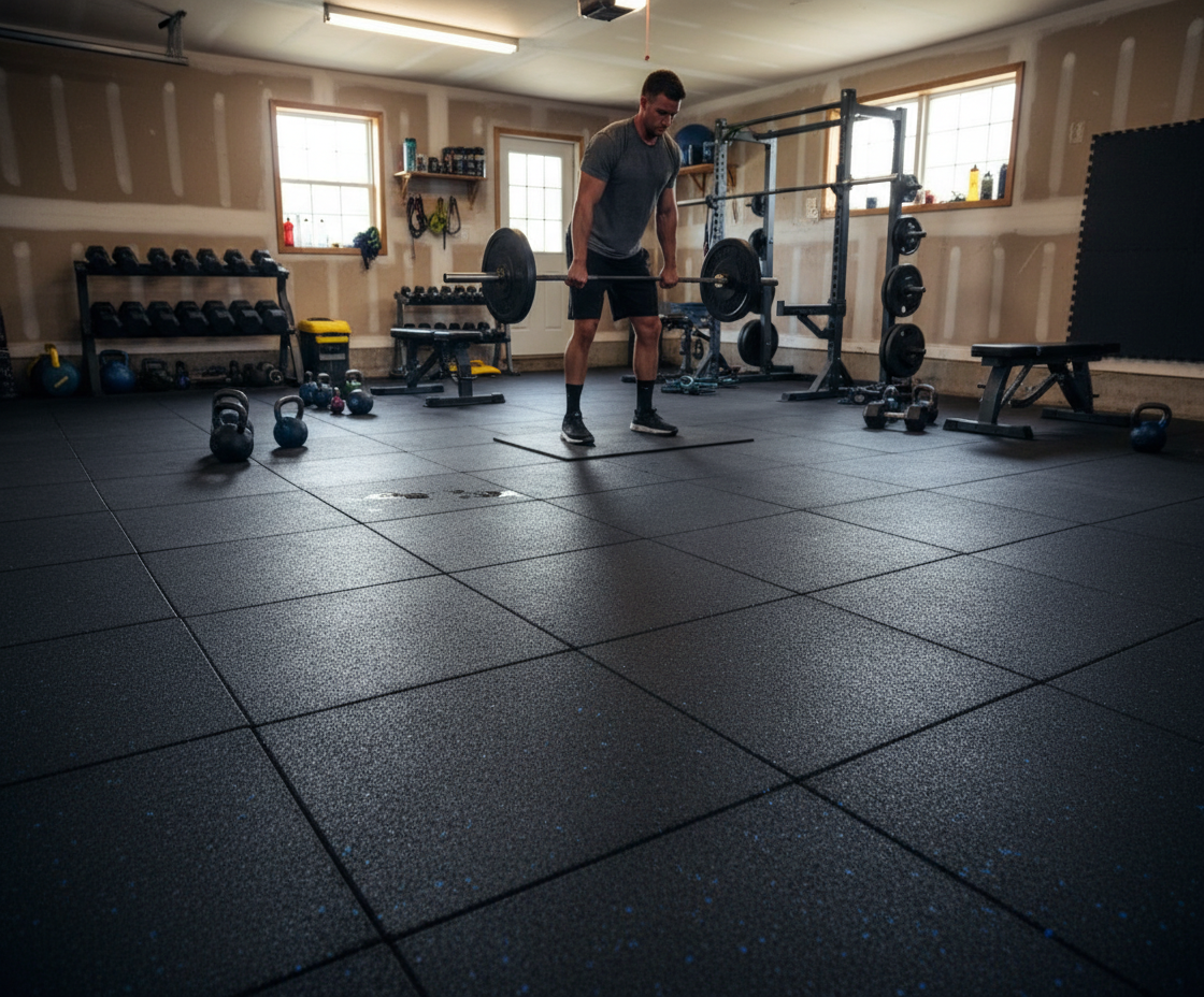 Premium Heavy Duty Rubber Weight Training Mats 1m x 1m x 15mm - 26 Piece Set for Gym and Garage Flooring