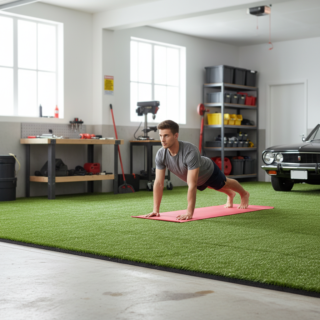 Premium Artificial Grass Rubber Floor Tiles - 55m2 Triple Garage Package with Easy Installation and Safety Features