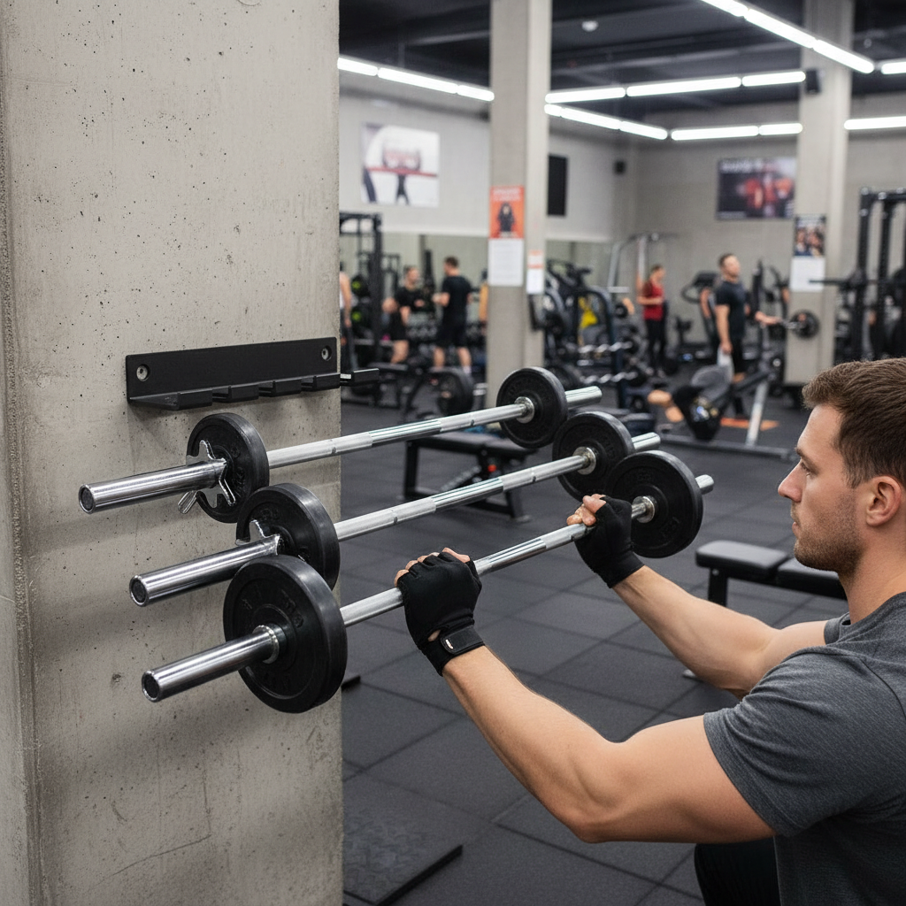Premium 4-Bar Vertical Barbell Rack - Heavy Duty Olympic Storage Solution for Gyms and Studios