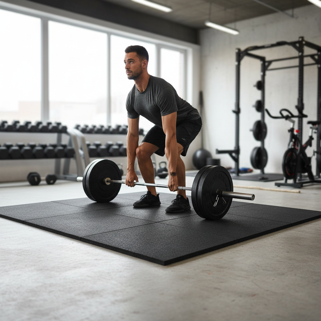 Premium 11mm Gym Flooring Tiles 100cm x 100cm - Non-Slip, Recycled Rubber for Weightlifting & Cardio Equipment