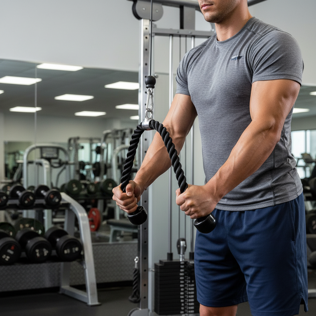 Premium Tricep Pulldown Rope Attachment for Cable Pulley Systems - 58cm Length with 6cm Grip Diameter