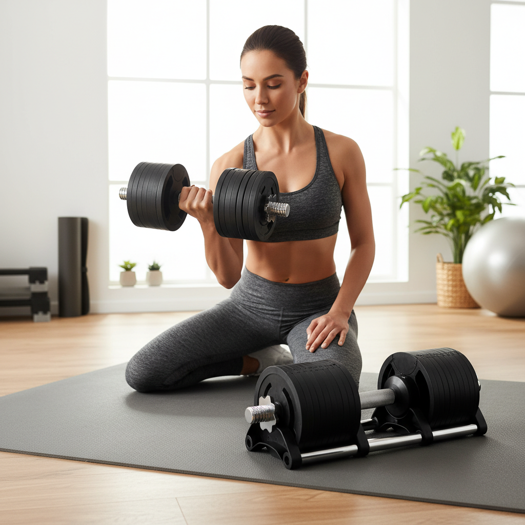 Premium 32kg Adjustable Dumbbells Pair with 9-in-1 System and 4kg Increments for Home Gym Training