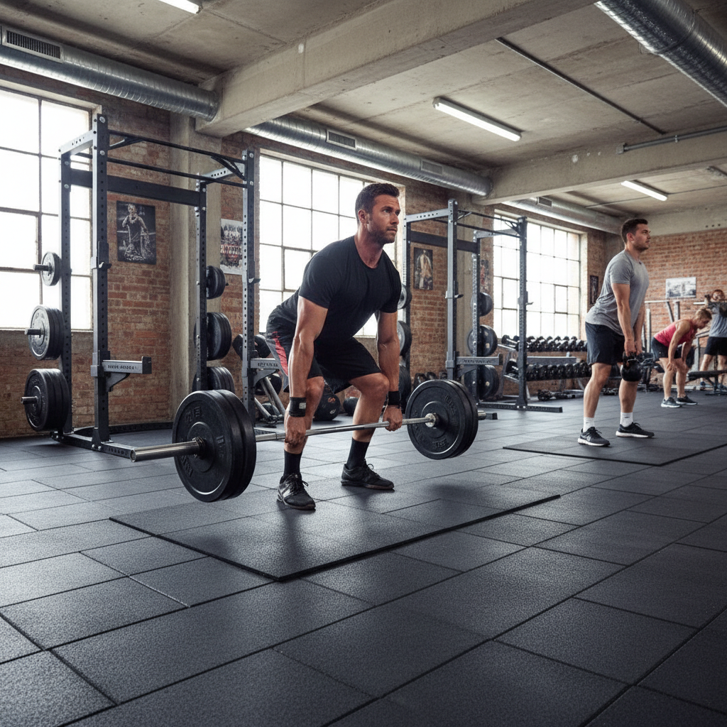 Premium Heavy Duty Flatline Black Rubber Gym Flooring Tiles 100cm x 50cm x 20mm - Durable, Non-Slip, and Easy to Install