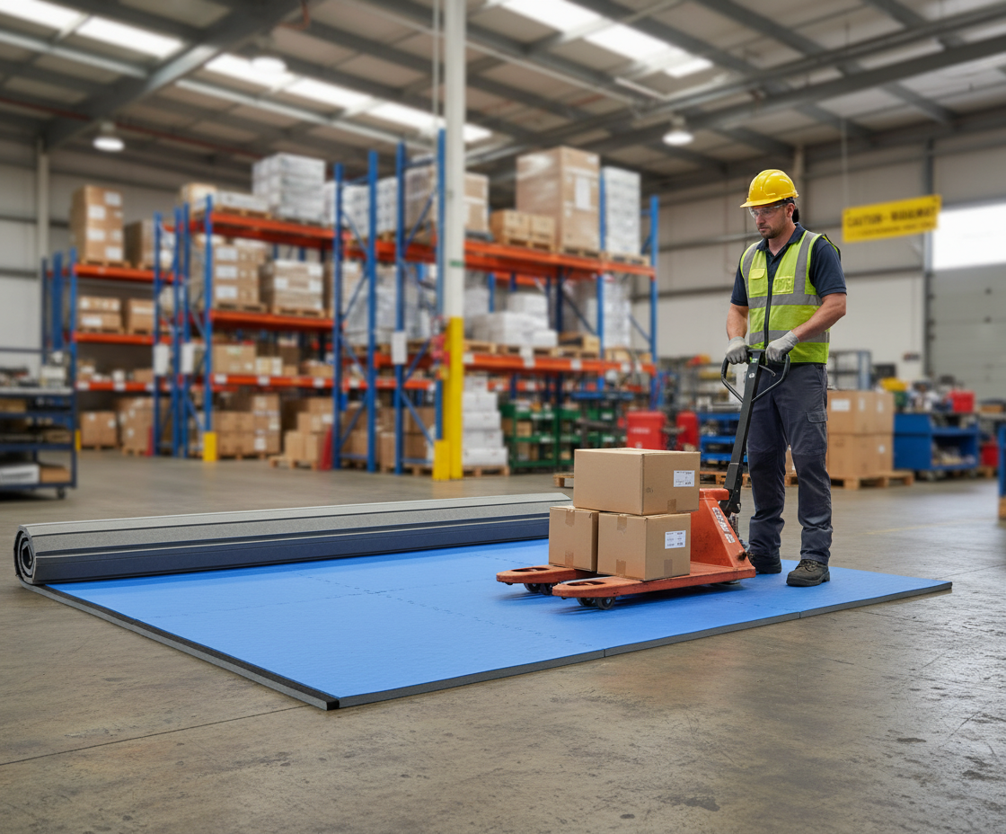 High-Performance 6m x 1.5m x 40mm Roll Out Mats with Velcro for MMA Flooring - High-Quality Professional Grade for Industrial and Commercial Applic...