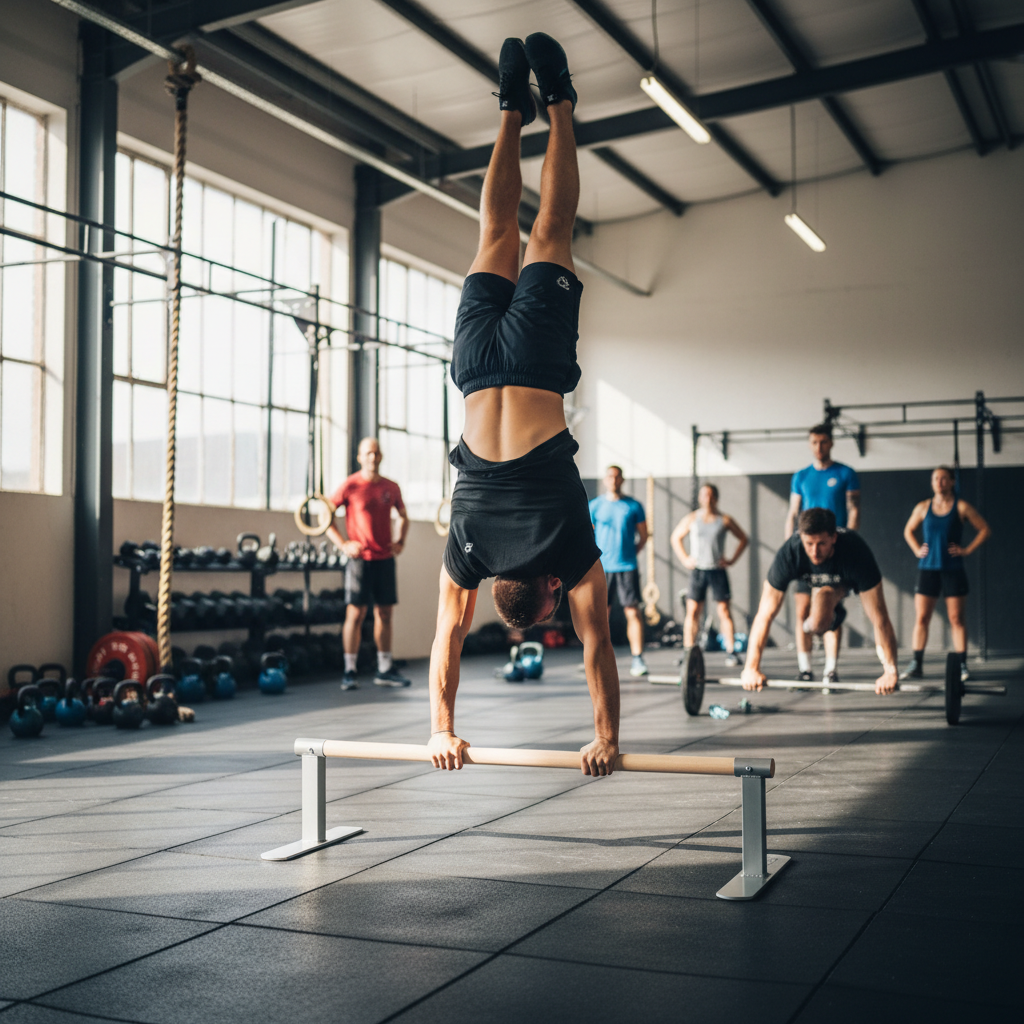 Professional 120cm Anti-Slip Handstand Bar for Gymnastics Training - Smooth Beech Wood with Durable Anti-Skid Bases