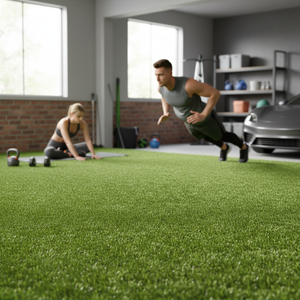 Premium Artificial Grass Rubber Floor Tiles - 36m2 Double Garage Package with Easy Installation and Safe Design