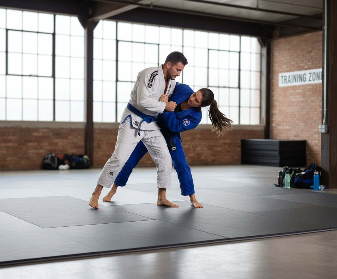 Premium Smooth Grey BJJ Mat 1m x 1m x 40mm with High Shock Absorption and Anti-Slip Base