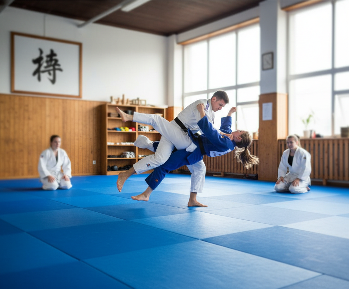 Premium Judo Mat 2m x 1m x 40mm with Anti-Slip Base and High Shock Absorption - High-Quality Professional Grade for Industrial and Commercial Appli...