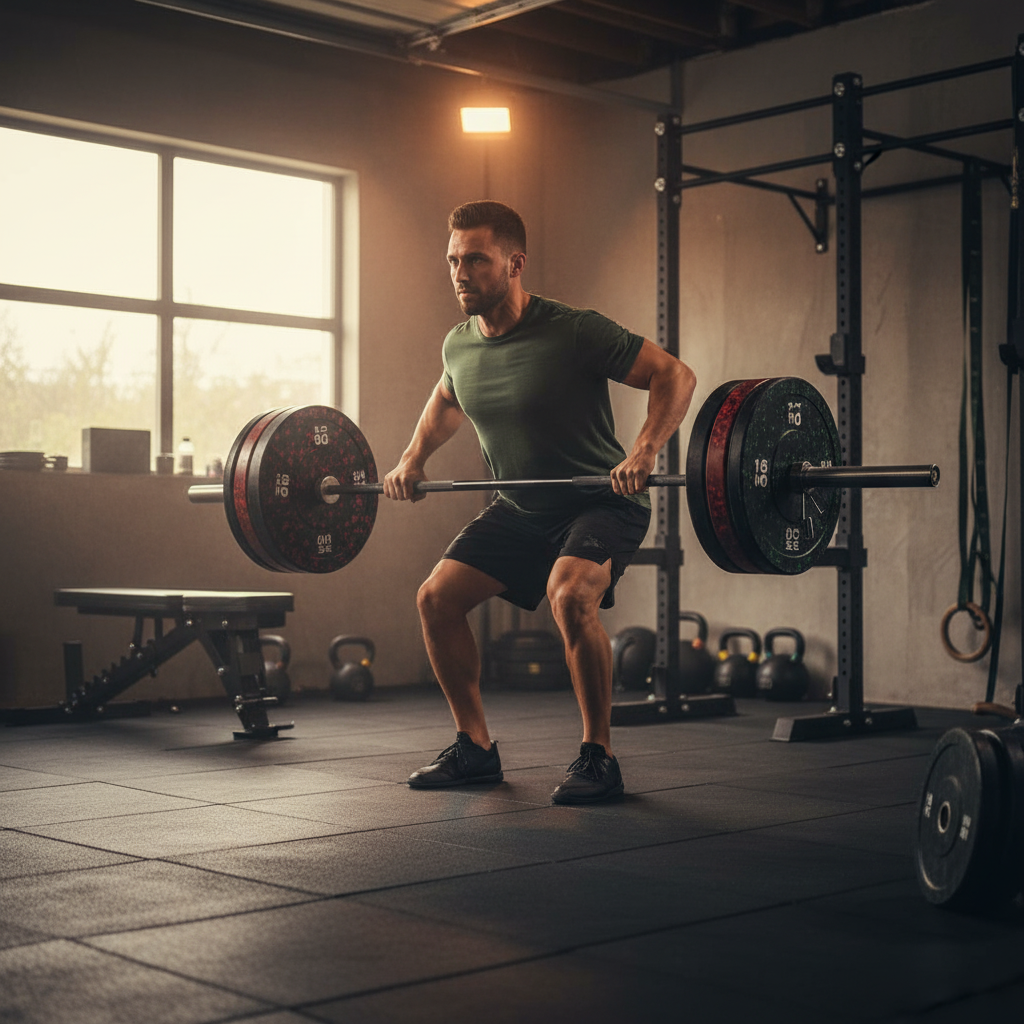 Professional 110kg Flecked Bumper Plates Set with High-Performance Black Cross Bar for Olympic Weightlifting
