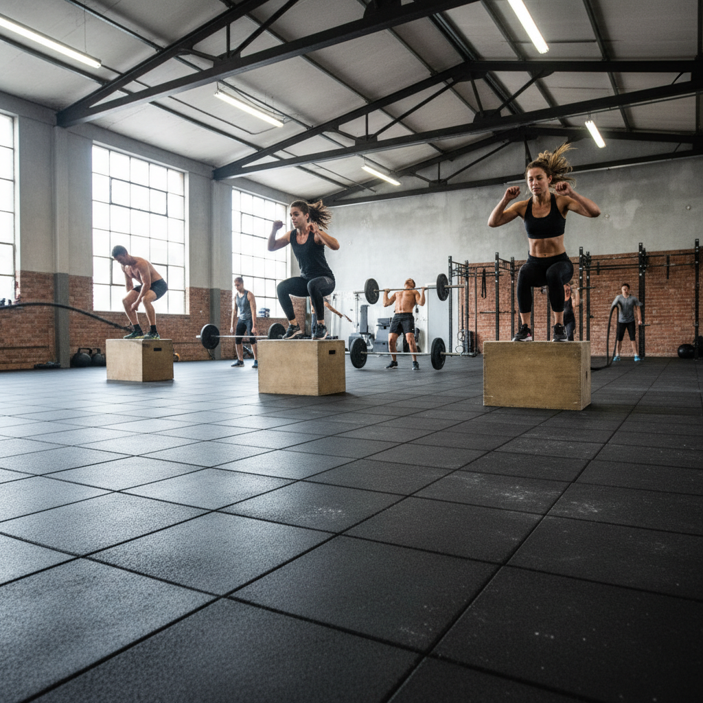 Premium 18m² Garage Gym Flooring Set – 20mm Thick Recycled Rubber Tiles for Noise Reduction and Impact Absorption