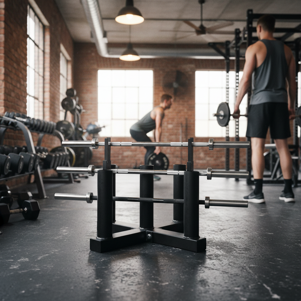 Premium Heavy-Duty 5 Bar Floor Stand for Olympic Barbells - Secure Vertical Storage Solution for Gyms and Home Use