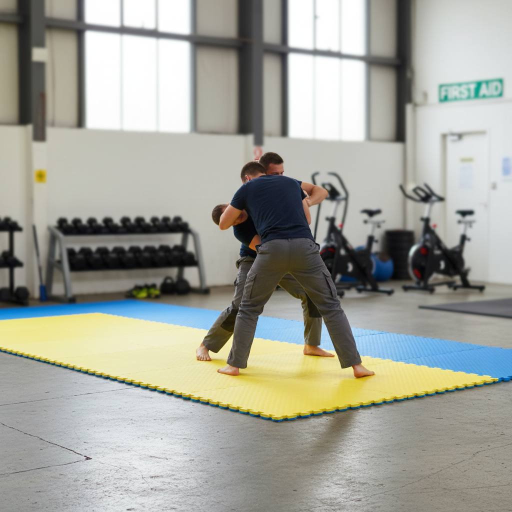Premium 40mm Tatami Jigsaw Mats in Yellow and Blue - 1m x 1m Reversible for MMA and Martial Arts Training
