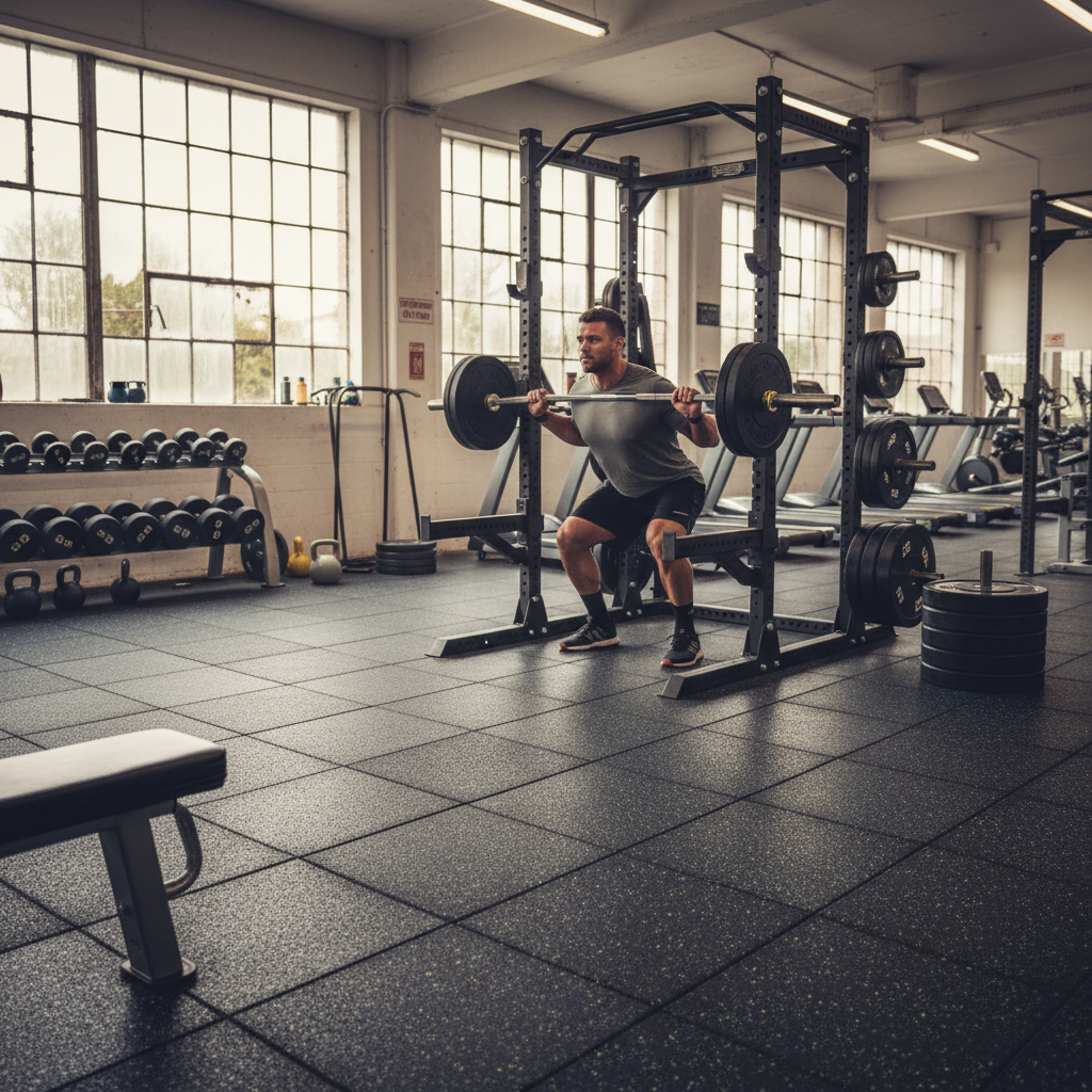 Premium Heavy Duty Rubber Gym Flooring 1m x 1m x 20mm for Shock Absorption and Joint Protection