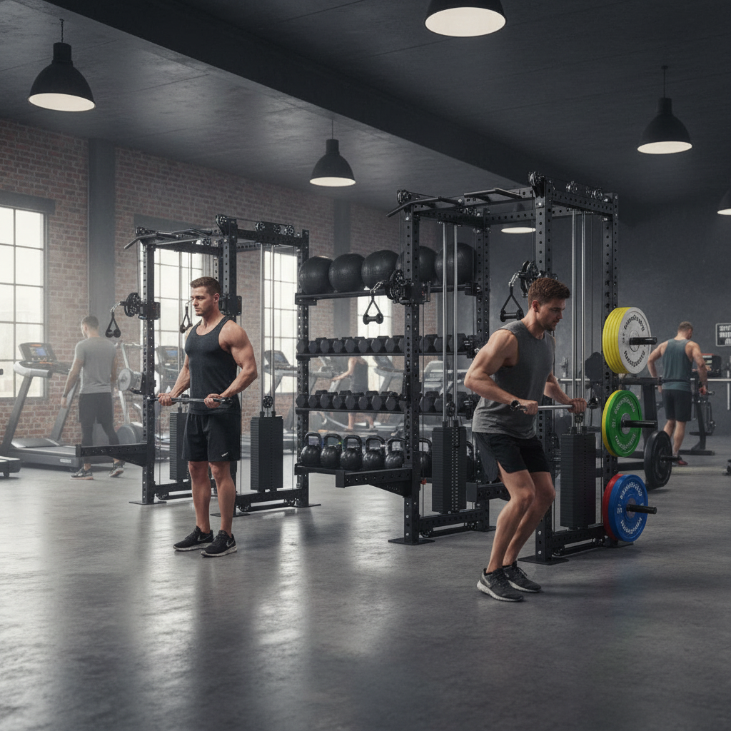 Premium Twin Cable Half Rack with Dual 120kg Weight Stacks, Integrated Storage, and Space-Optimized Design for Versatile Training