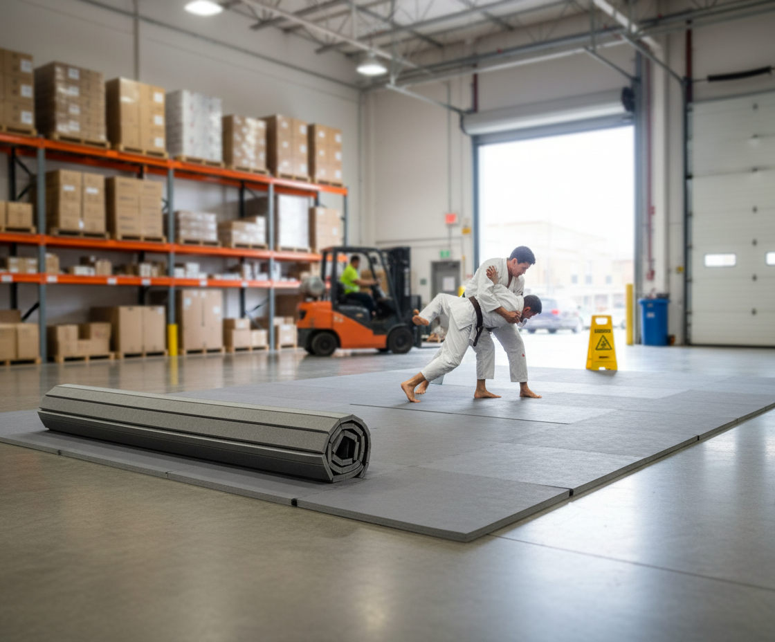Premium 3m x 1.5m x 40mm Roll Out Mats with Velcro for MMA Flooring Deployment - High-Quality Professional Grade for Industrial and Commercial Appl...