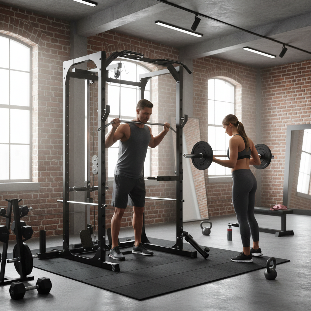 Premium Heavy Duty Power Cage with Cable Pulley System for Home Gym - Versatile Strength Training Station with Adjustable Features and 450kg Capacity