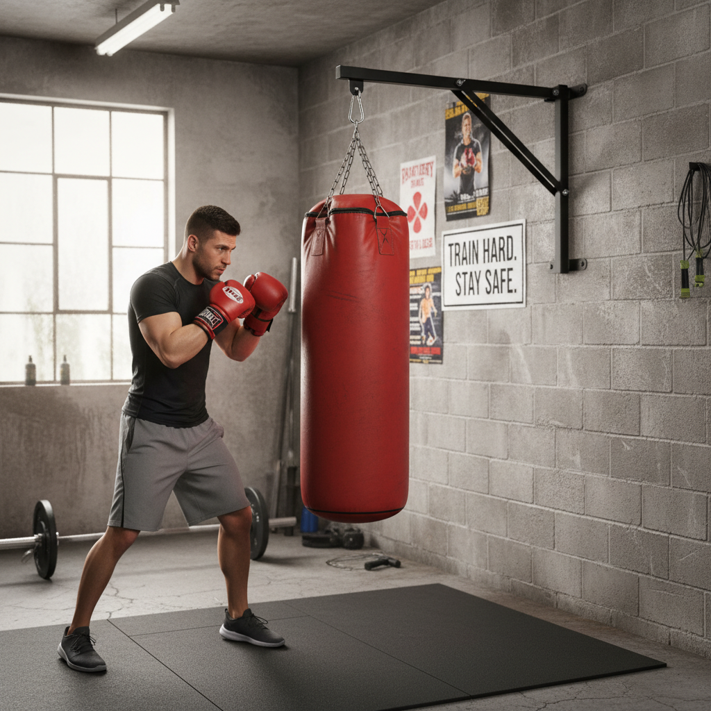 Premium Heavy Duty Folding Wall Bracket for Punch Bags - 69cm Arm Length for Secure Gym Installation