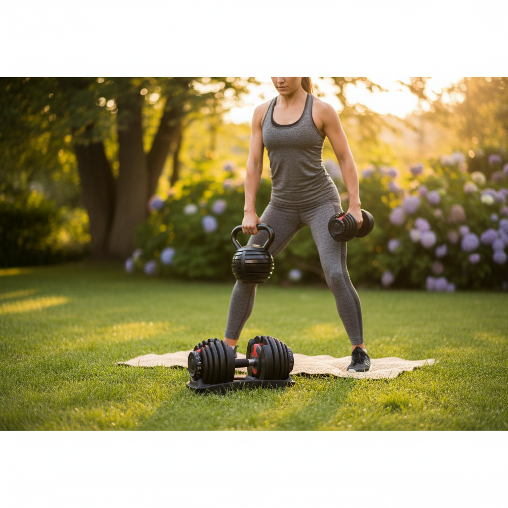 Premium Adjustable 24kg Dumbbells Pair & 18kg Kettlebell Package - Versatile Weight Training Set for Home Fitness