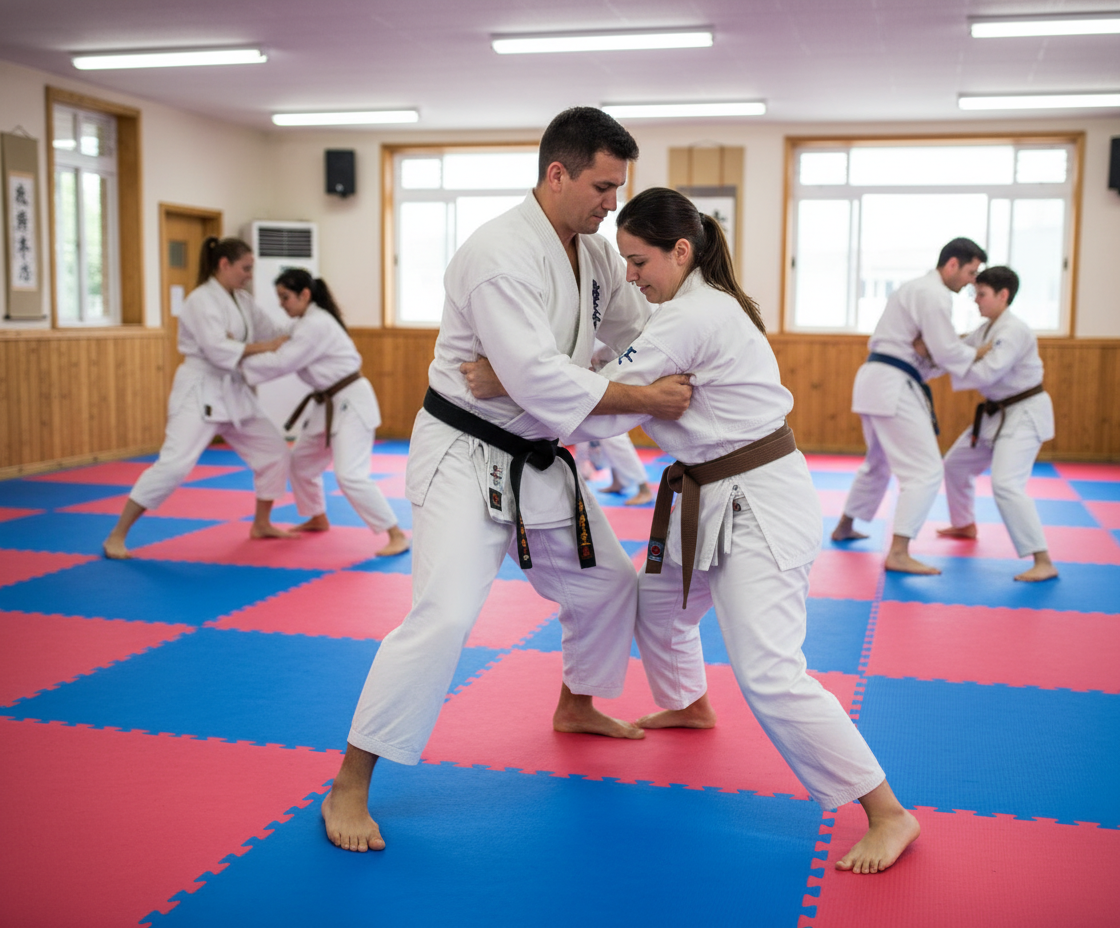 Premium 20mm x 1m x 1m High Grip Jigsaw Mats for Karate, Kickboxing, and Taekwondo with Reversible Bi-Tone Design