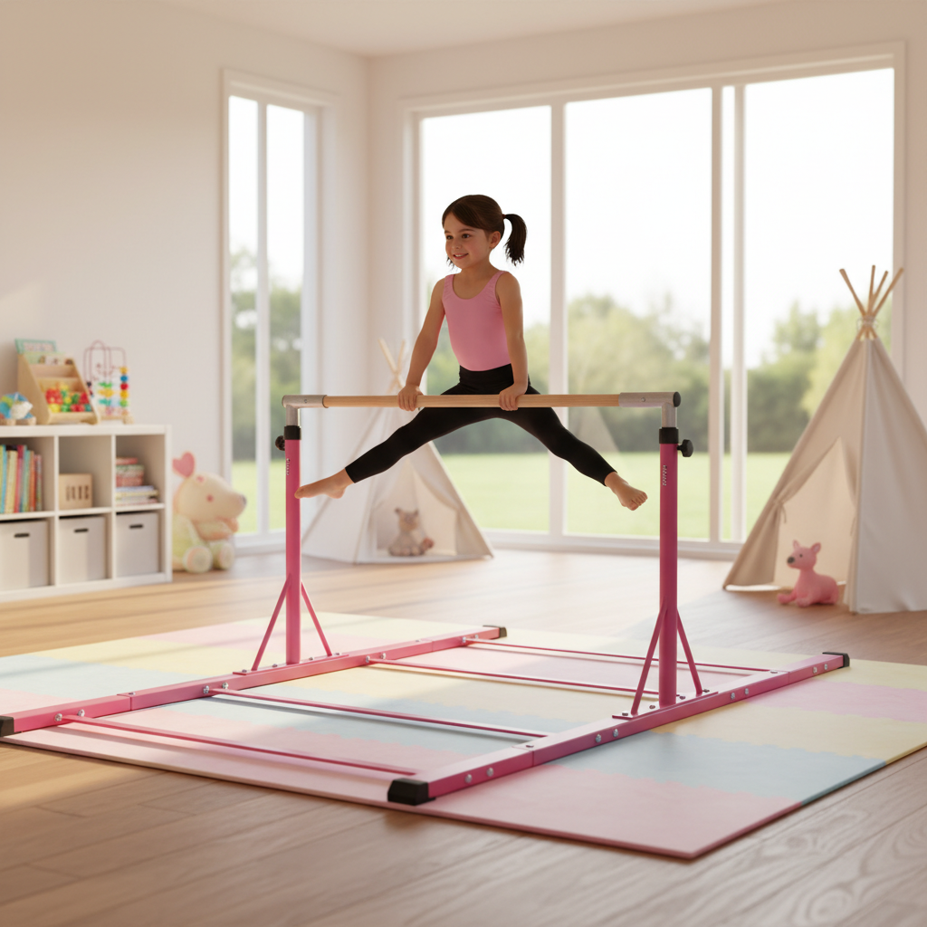 Premium Heavy Duty Adjustable Gymnastics Bars 3-5ft with Fiberglass Centre for Stability and Performance