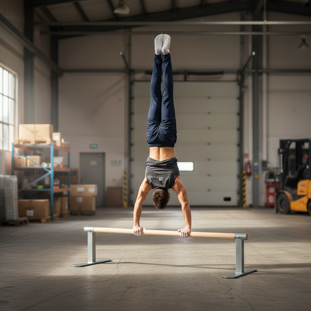 Professional 120cm Anti-Slip Handstand Bar for Gymnastics Training - Smooth Beech Wood with Durable Anti-Skid Bases