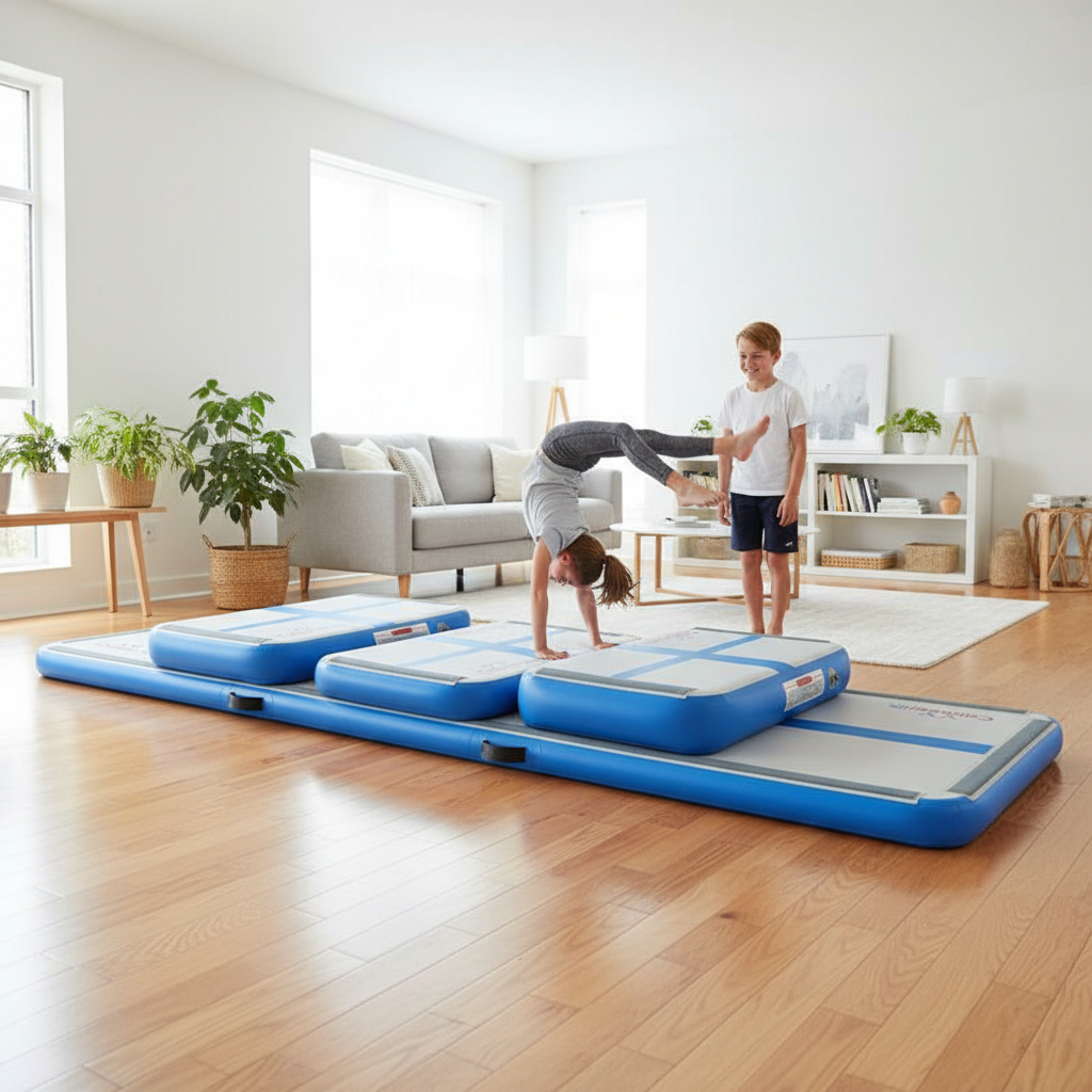 Premium Air Track Pro Training Set with Air Floor, Boards, and Block - Ideal for Home Training in Pink or Blue