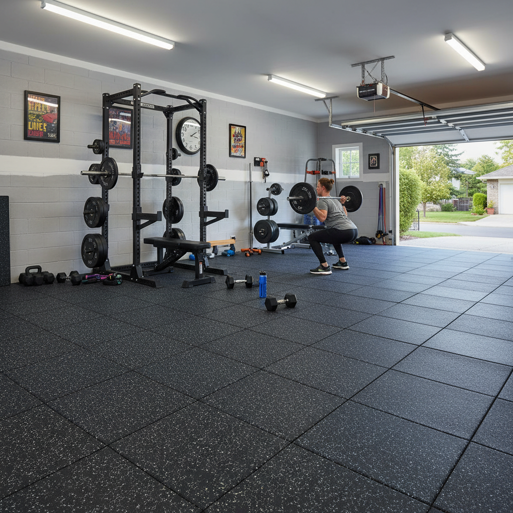 Premium Rubber Gym Flooring 1m x 1m x 20mm for Shock Absorption and Non-Slip Performance