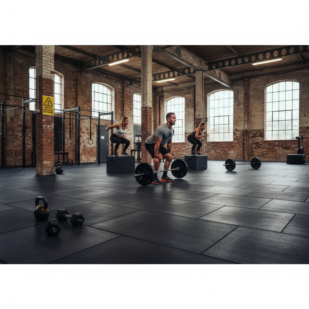 Premium 18m² Garage Gym Flooring Set – 20mm Thick Recycled Rubber Tiles for Noise Reduction and Impact Absorption