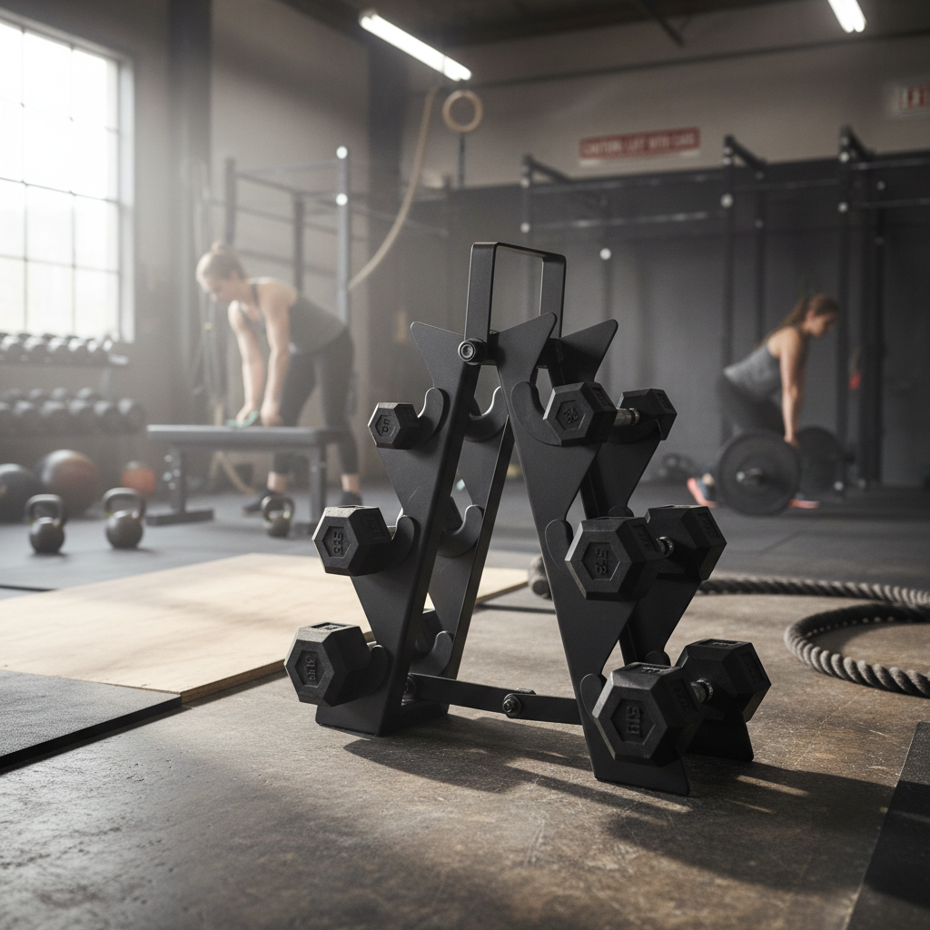 Premium Heavy Duty 3-Tier Hex Dumbbell Tree Stand for Home Gym - Space-Saving Storage Solution