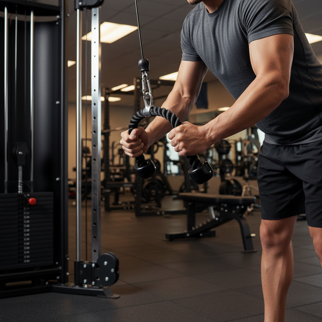 Premium Tricep Pulldown Rope Attachment for Cable Pulley Systems - 58cm Length with 6cm Grip Diameter