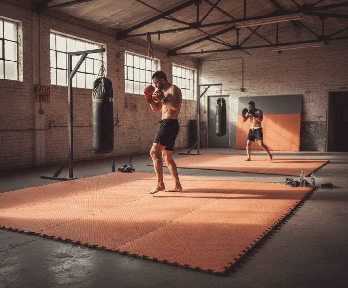 Premium 20mm Jigsaw Kickboxing Mats - High Grip, Waterproof, Bi-Tone, Reversible Design for Striking Sports