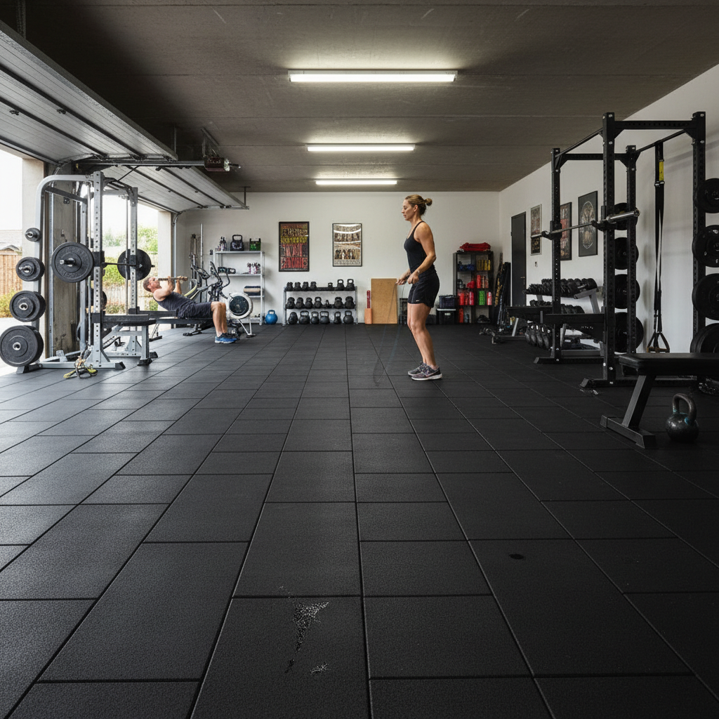Premium Heavy Duty Rubber Gym Flooring Tiles - 20mm Thickness for Weightlifting and CrossFit Areas