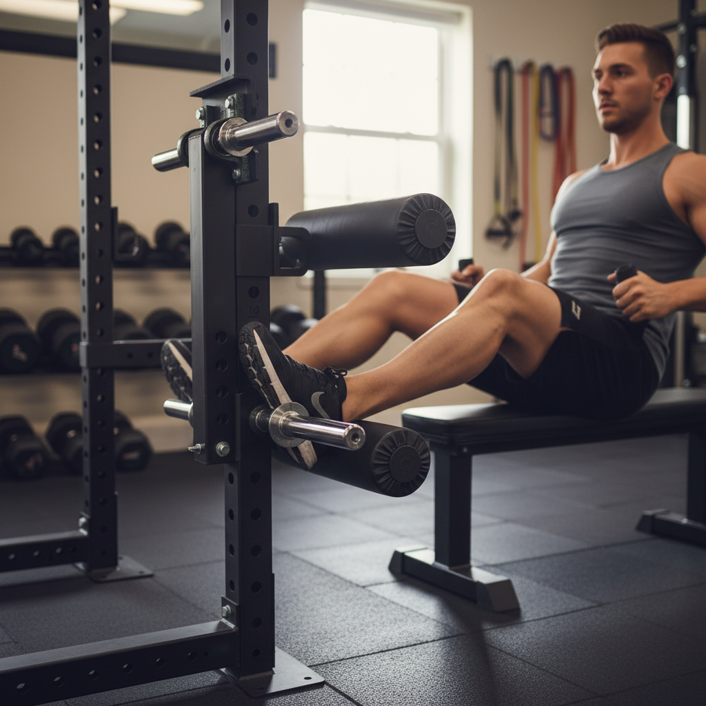 Professional Heavy Duty Leg Curl/Extension Attachment for 26mm Racks - Versatile Design for Multiple Exercises