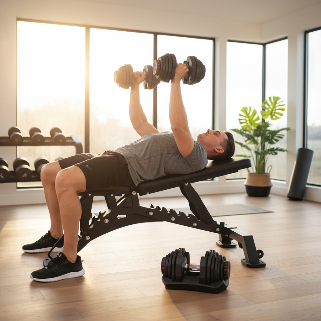 Premium Adjustable Weight Bench and Pair of 40kg Adjustable Dumbbells for Full-Body Strength Training