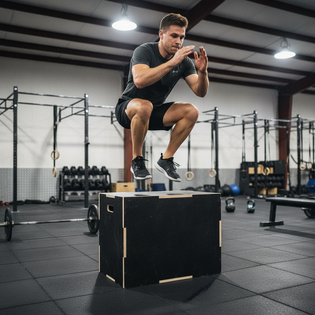 Premium Heavy Duty Hex-Grip Wood Plyo Box for Explosive Power Training – Three Heights and Reinforced Stability