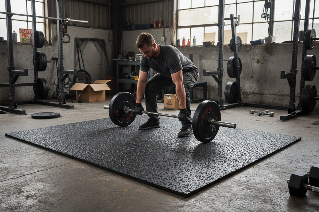 Premium Heavy Duty Weight Lifting Gym Mats 1.83m x 1.22m x 17mm - Textured Rubber for Stability and Durability