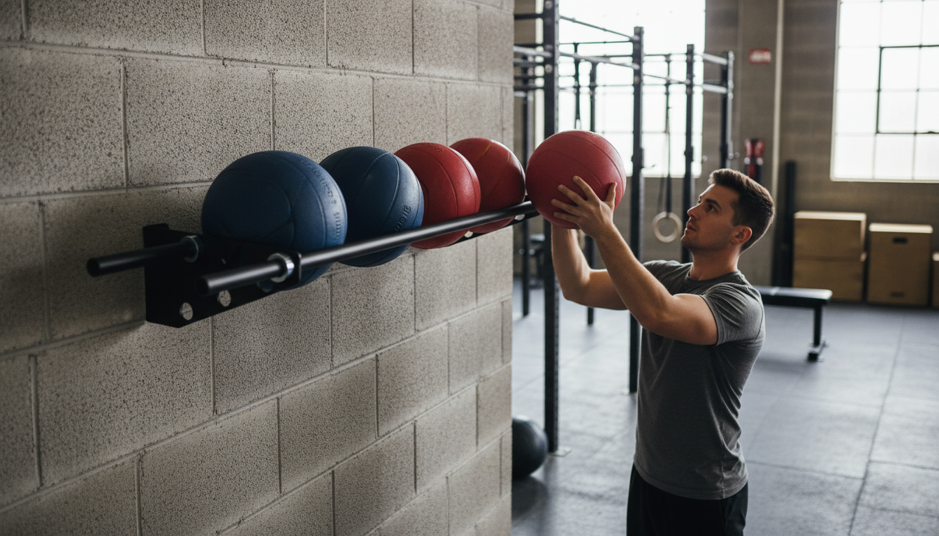 Premium Wall Mounted Ball Rack for Space-Saving Storage and Accessibility - 155cm Length, 45cm Depth