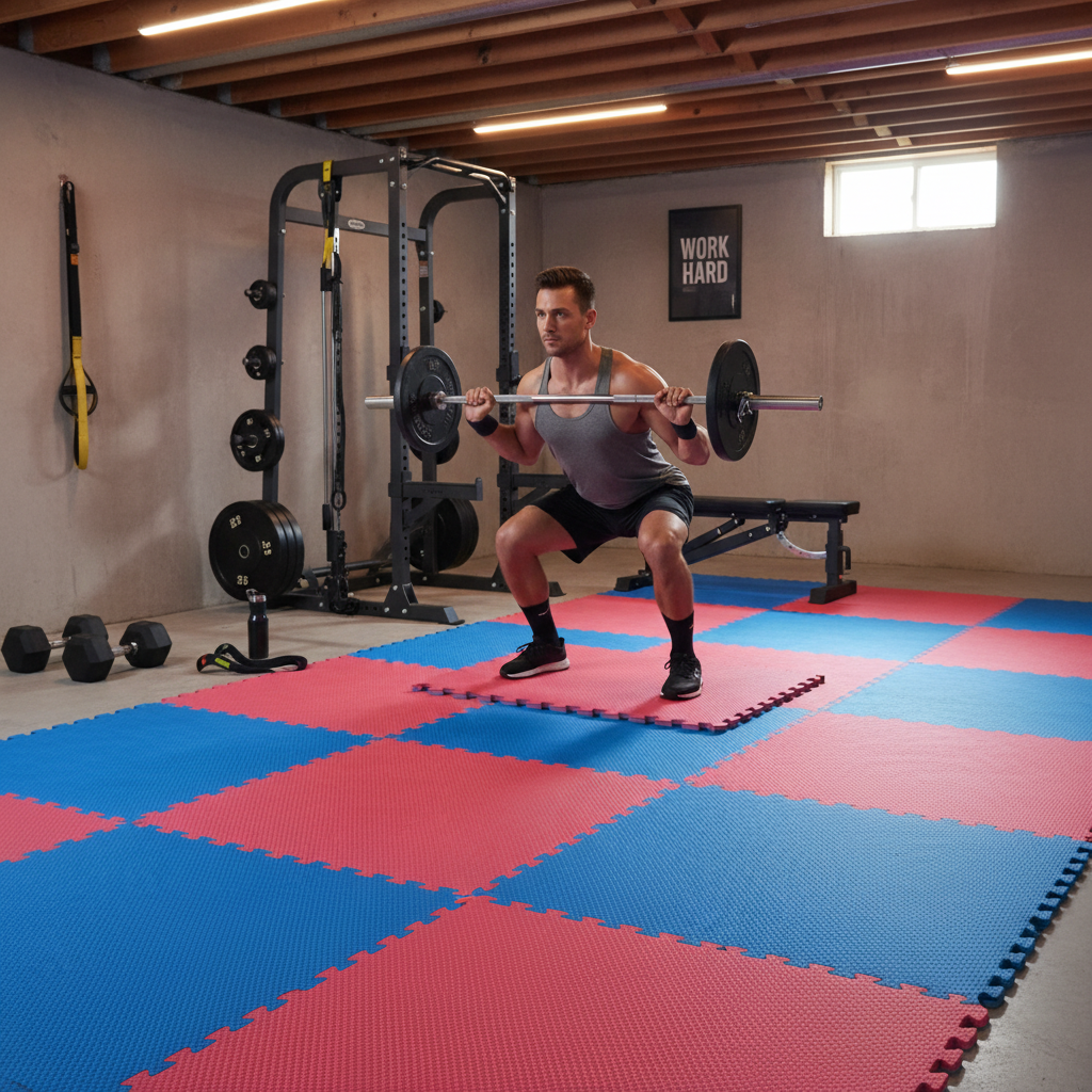 Premium Reversible 20mm Red and Blue Jigsaw Mats 1m x 1m - Durable and High-Performance for Domestic Use