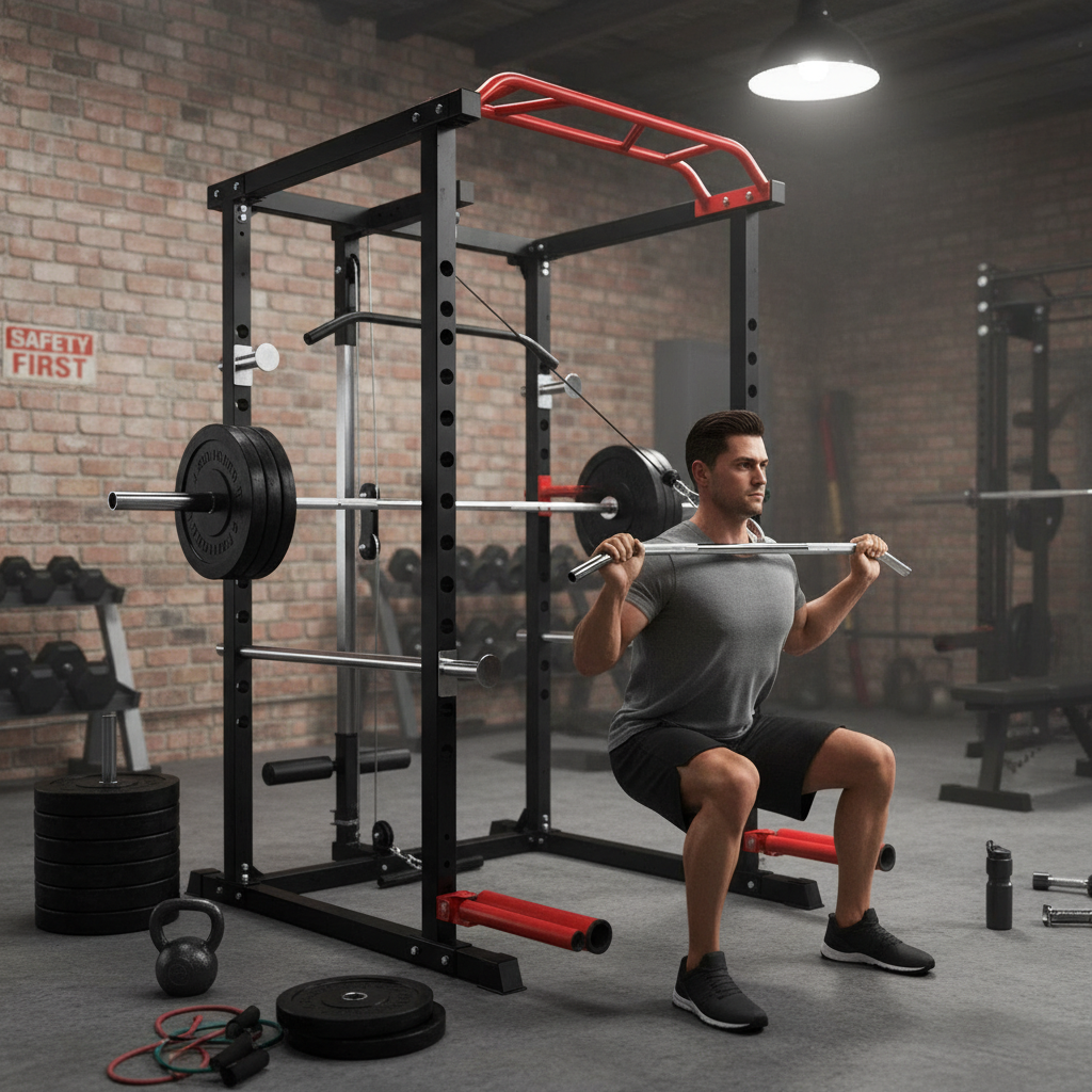 Premium Power Multi Cage with Cable Pulley System - Heavy Duty Strength Training Equipment for Full-Body Workouts