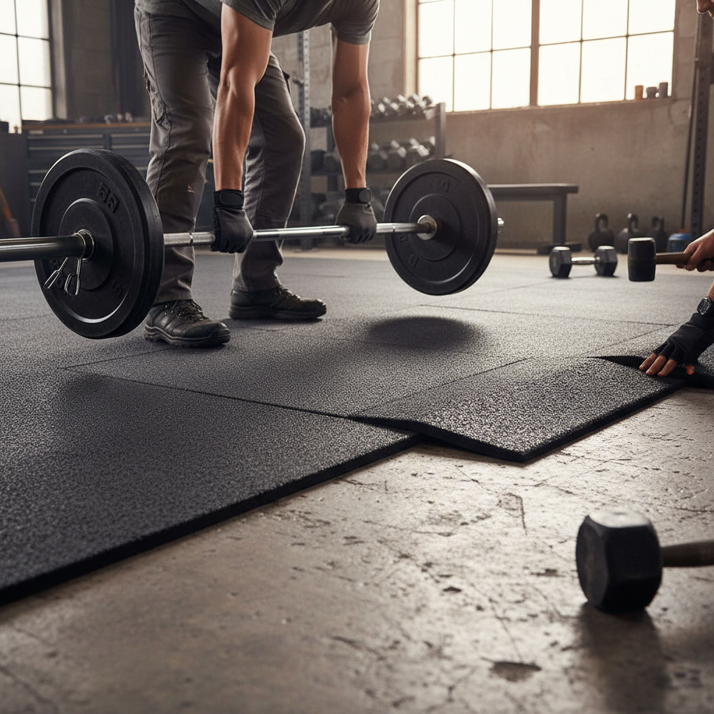Premium Heavy Duty Black Rubber Gym Flooring Tiles with 20mm Thickness, Edges and Corners for Weightlifting and Crossfit Areas