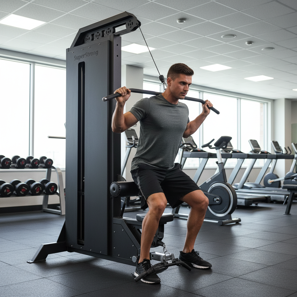 Professional Dual-Function Lat Pulldown and Low Row Machine with 100kg Weight Stack and Adjustable Knee Pad for Home and Commercial Gyms