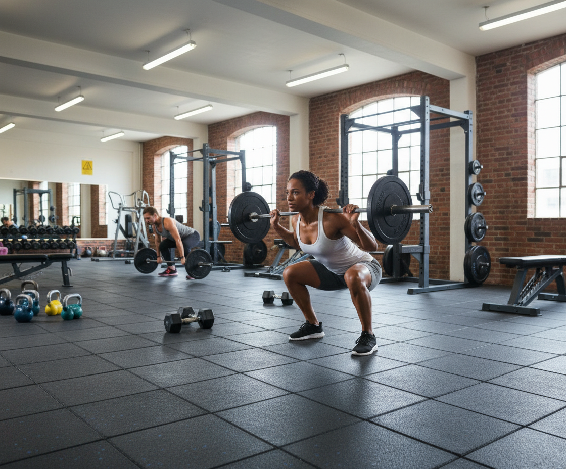 Premium 15mm Blue Fleck Rubber Gym Mats for Home and Garage with Anti-Slip Flooring and Shock Absorption