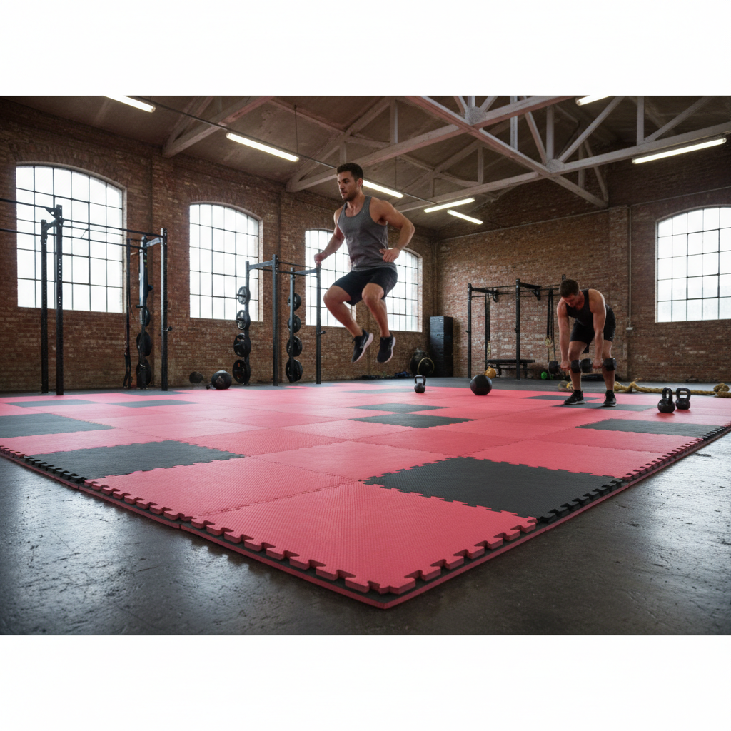 Premium Heavy Duty Reversible Jigsaw Mats 40mm Thick - Red & Black 1m x 1m for Training and Exercise