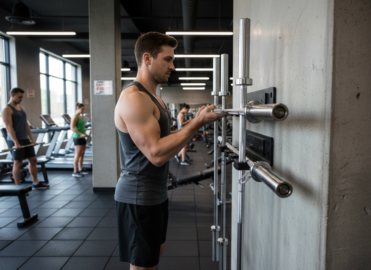 Premium Vertical Barbell Wall Storage Rack for 3 Olympic Bars - Space-Saving Solution with Anti-Scratch Pads and Powder-Coated Steel