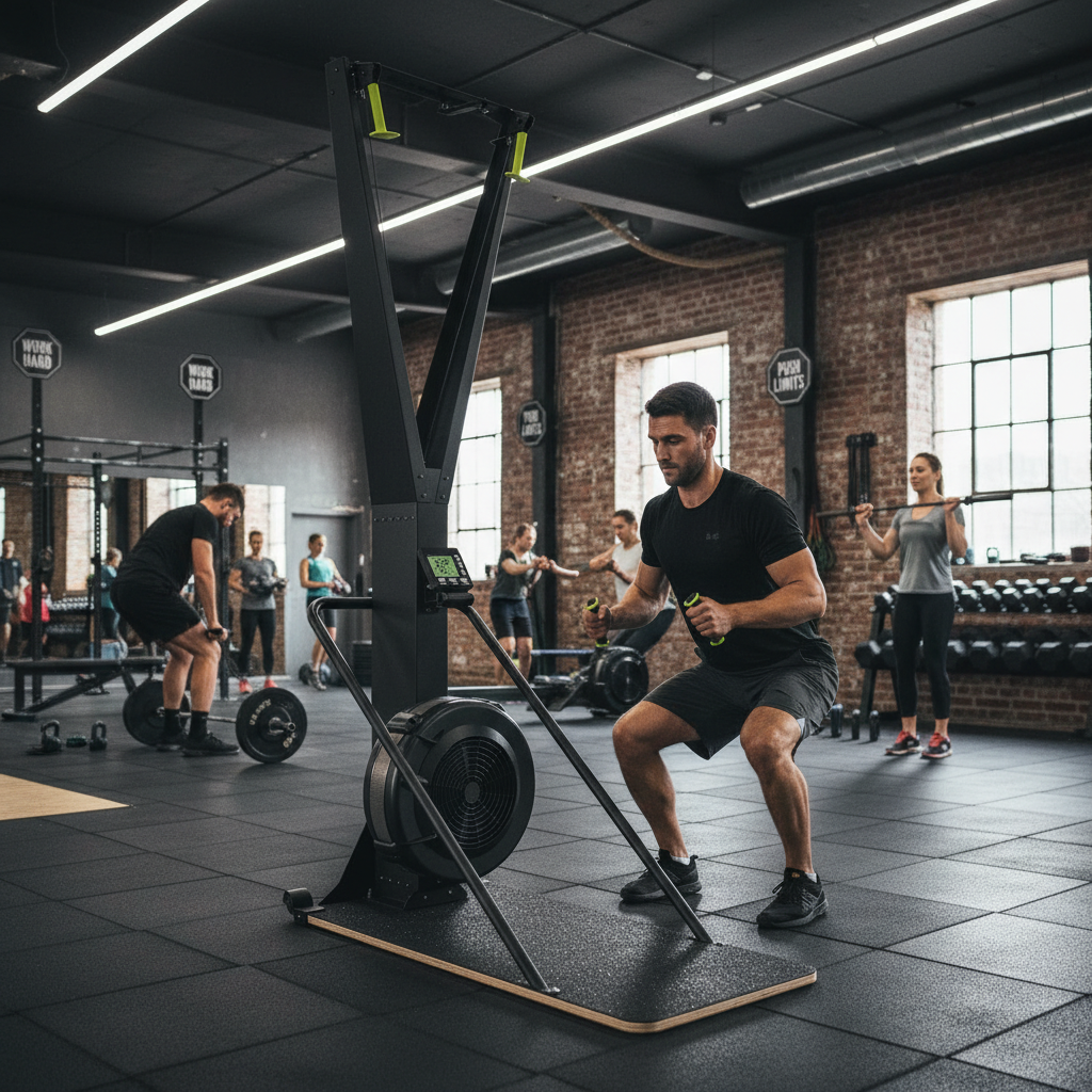 Premium Cross-Country Ski Machine with Adjustable Resistance and Tracking Console for Home Fitness