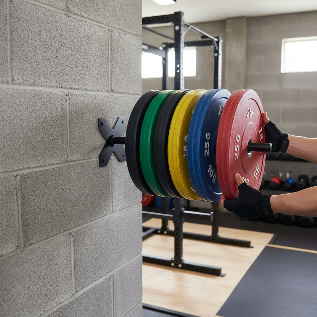 Premium Wall Mounted Weight and Bumper Plate Storage Horn - Durable Powder Coated Steel with Expansion Bolts