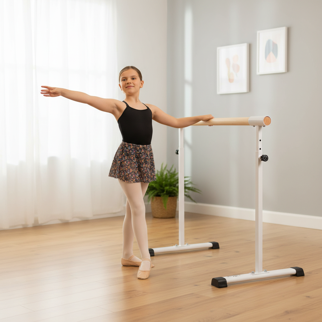 Premium Freestanding Portable Ballet Stretch Barre 150cm with Height Adjustment and Extension Option for Versatile Exercise