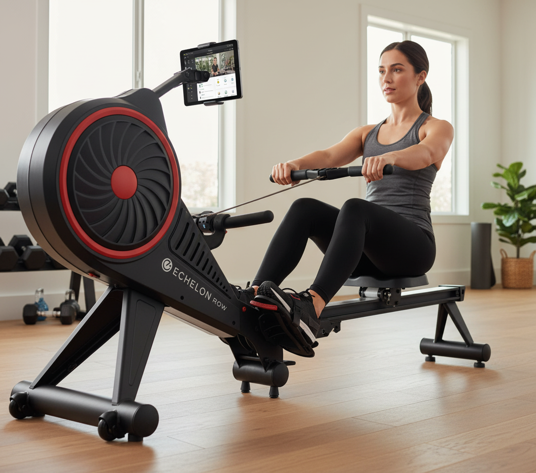Premium Foldable Rowing Machine with 32 Levels of Resistance and Rotating HD Console for Total-Body Workouts