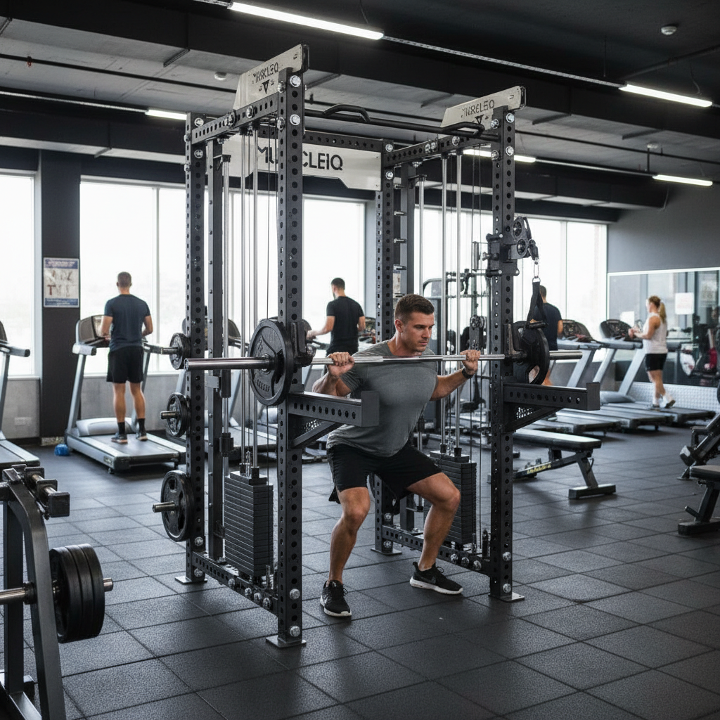 Heavy Duty Multi-Functional Power Rack with Integrated Smith Machine, Cable System, and Customizable Dimensions for Ultimate Home Gym Training